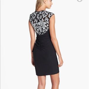 Xscape cocktail dress with sequin back and sleeves